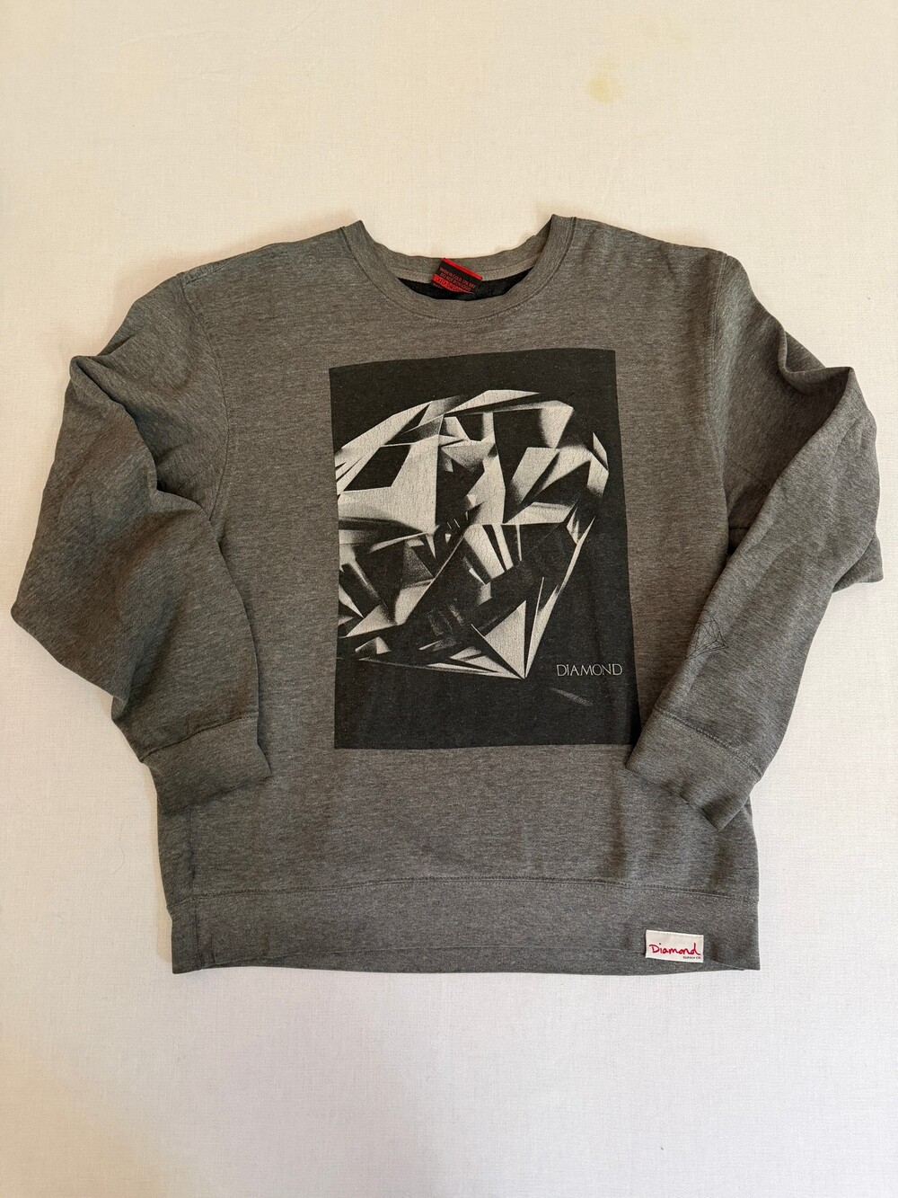 Diamond Supply Co. Grey Crewneck Sweatshirt Geometric Diamond Graphic 1001